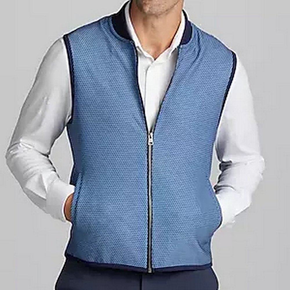 Jos. A. Bank Traveler Collection Tailored Fit Micro Print Fleece Lined Vest